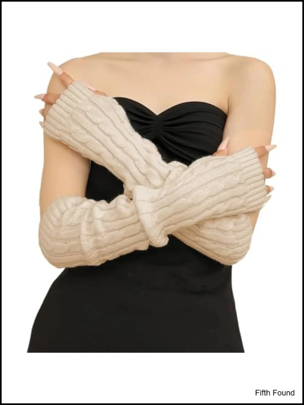 Knitted Cotton Arm Warmers with Thumb Hole - Gothic Punk Y2K Style